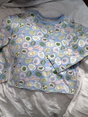 Kids Fruit Print Long Sleeve Top - Light Blue, Pastel Pink & Green  Nwot $25